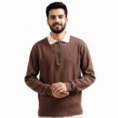 Espresso Brown Knit Zip Polo