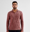 DUST ROSE RIBBED FULL SLEEVE POLO